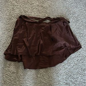 Brown silk princess Polly mini skirt